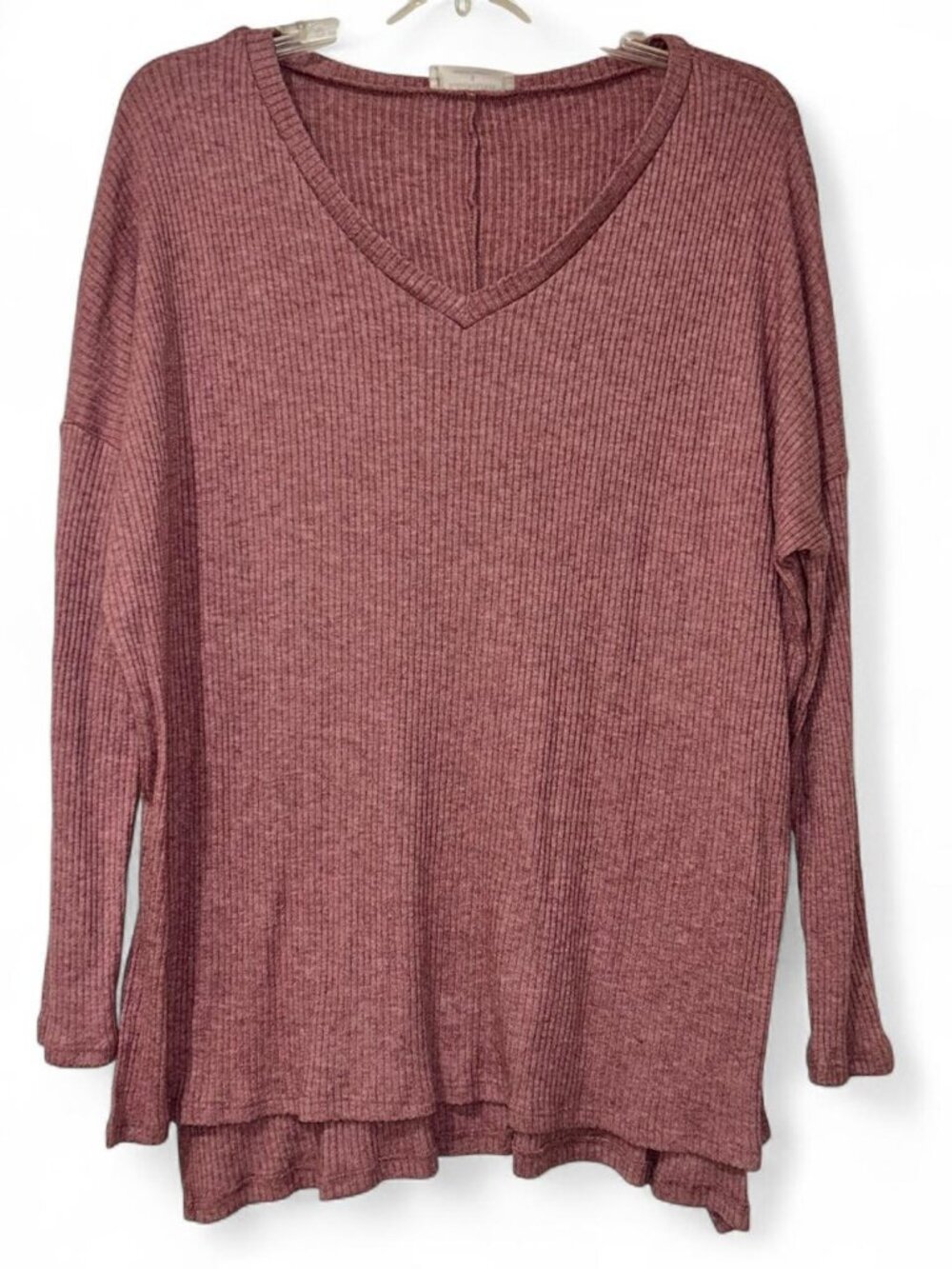 Zenana Mauve Pink Ribbed Top Women's Small